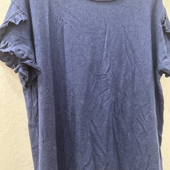 Mini Boden Blue Ruffle Sleeve Short Sleeve Shirt - Picture 4 of 6